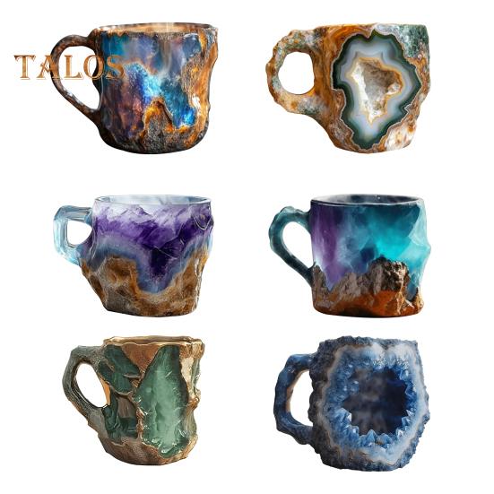 Mineral Faux Crystal Coffee Mug 11 Oz Faux Crystal Mineral Water Cup Unique Design Heat Retention Drinking Mug for Home And Office