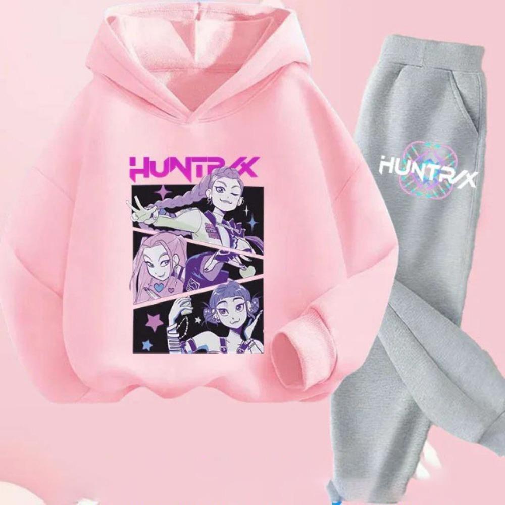 KPop Demon Hunters Hoodie Set Girls Fashion Casual Sweatshirt Movie New Kid K-Pop Demon Hunters Hooded Suit Clothes