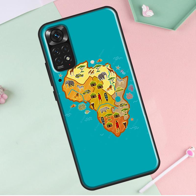 Africa Map Geography Painted For Redmi Note 12 Pro Plus Cover For Redmi Note 10 8 9 11 Pro 12S 11S 10S 9S 9C 10C 12C Case