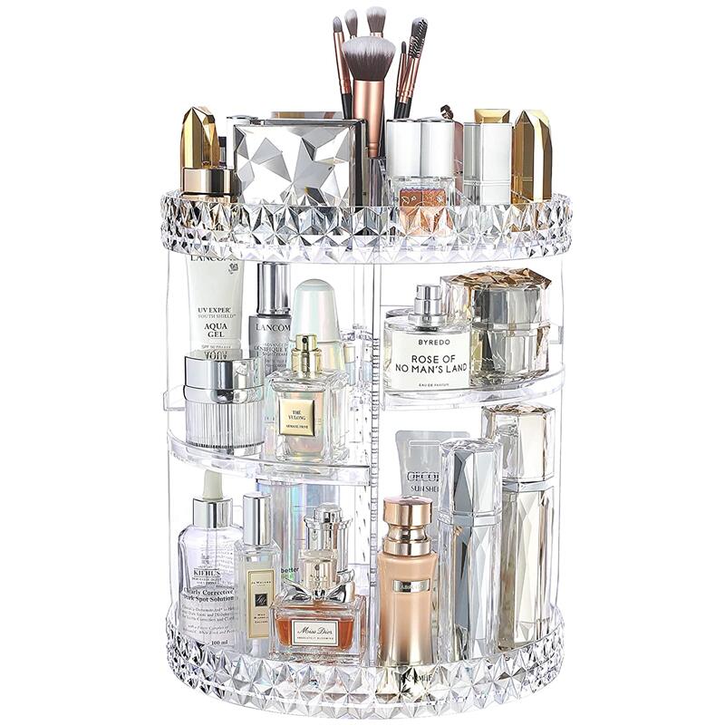 Hot Sale Makeup Organizer Acrylic 360-degree Rotating Adjustable Cosmetics Beauty Supplies Organizers Case Box