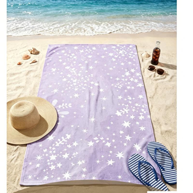 Classic Beach Towel Timeless Blue & White Floral Print Soft Microfiber Towel for Island Vibes Beach Lounging Tropical Getaways