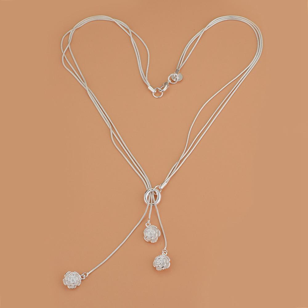 925 Sterling Silver Necklace Pendan Three Rose Flowers For Women Exquisite Student Girlfriend Jewelry Accessories Wedding GiftGood product