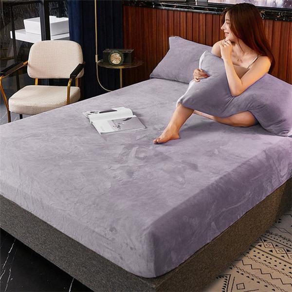 2024 Winter Warm Coral Fleece Fitted Sheet Elastic Mattress Protector Cover Couple 2 People Luxury Double Bed Bedsheet 150/180