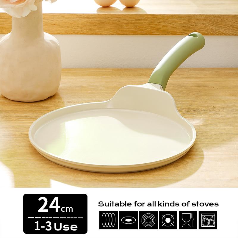 

DONNOR Блинная сковорода с антипригарным покрытием, сковороды 9 дюймов с изолирующей силиконовой ручкой для газа, индукции, пельменей, сковорода для стейка зелёный