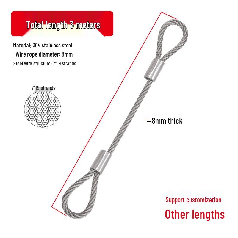 Rust-Proof, Wear-Resistant Steel Wire Rope with Aluminum Head - High Load-Bearing, Corrosion-Resistant, Thickened for Outdoor Industrial Safety