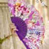 1PC Silk Fan Decoration Fans Floral Pattern Dance Tassel Vintage Folding Fan Hand Fan