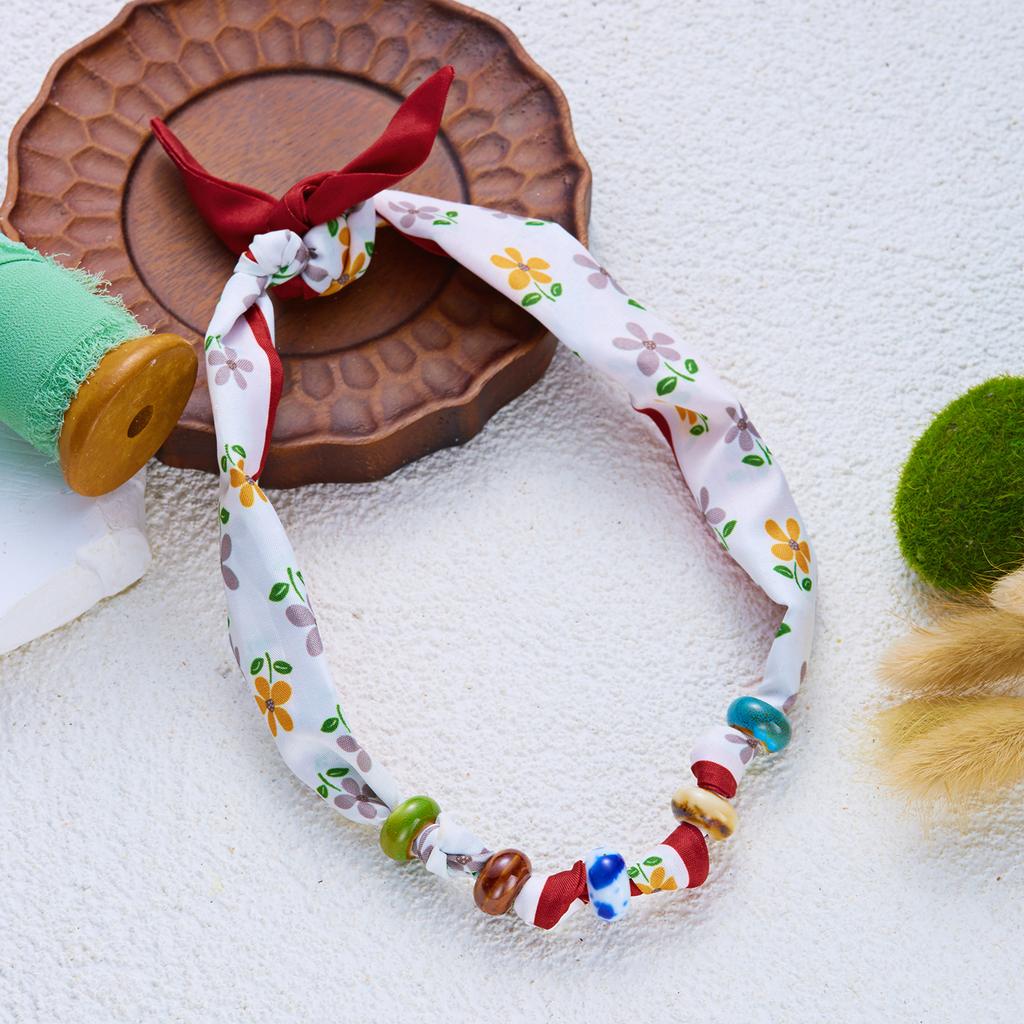 Boho Layered Sun Pendant Necklace For Women Seashell Silk Scarf Colorful Rice Beads Choker Summer Beach Vacation Jewelry Gifts