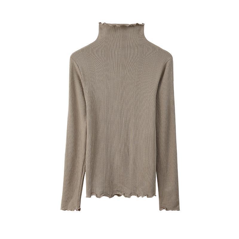 

Осенне-зимний корейский винтажный тонкий вязаный свитер с высоким воротником, утолщенный махровый дизайн для женщин F (80-135 catties) хаки