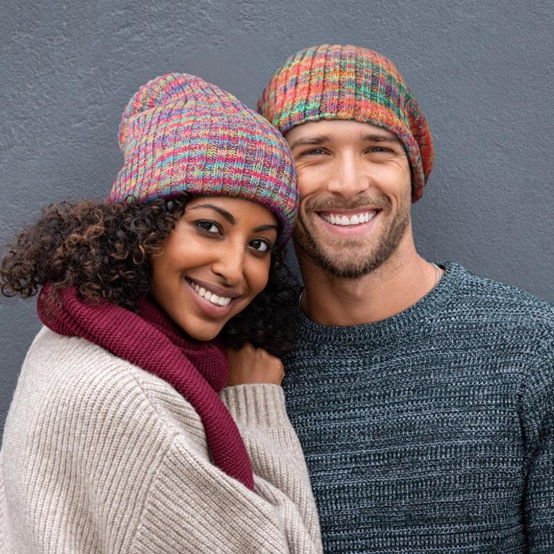 Striped Wool Hat Mixed Color Knitted Hat Ear Protect Warmth Thicken Autumn Winter for Boys Girls Xmas Halloween New Year