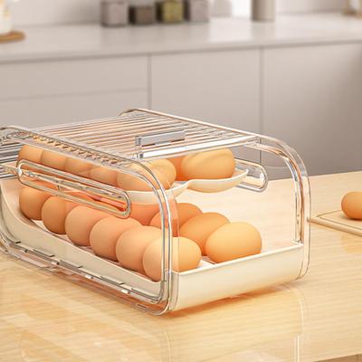 Eierhalter für den Kühlschrank Transparent Automatisch Rollend Wiederverwendbar Stapelbar Platzsparend Aufbewahrungsbehälter