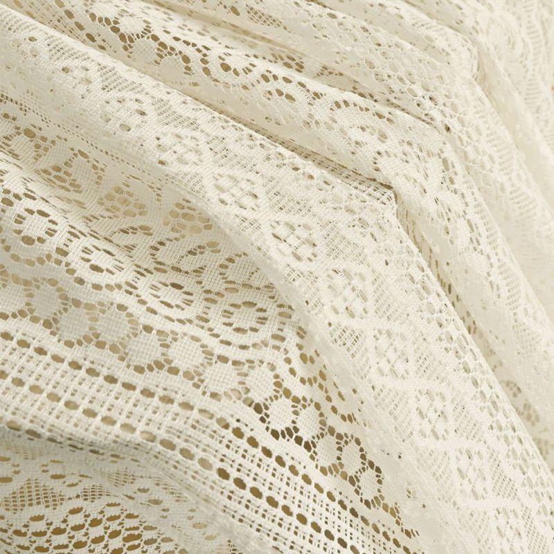 2pcs Perforated Light-filtering Curtains Translucent Gauze Lace Curtains