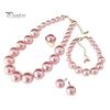 Faux Pearl Earrings Set 3Pcs/Set Imitation Pearls Jewelry Set, Adjustable Length Choker Necklace with Ear Studs Wedding Bracelet And Bracelet,