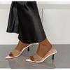 New Summer Women's High-heeled Sandals Pointed Toe Patent Leather High-heeled Slippers Stiletto Lady Open-toed Club Style Pump