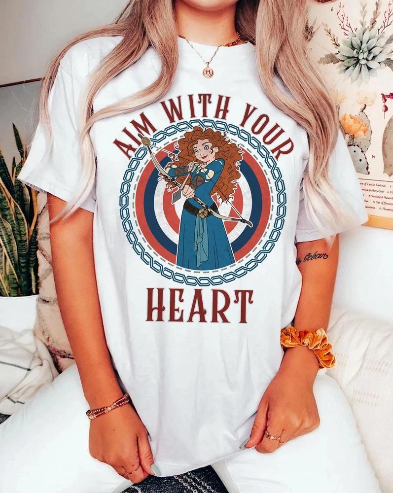 Brave Princess Merida Aim With Your Heart Graphic TShirt S