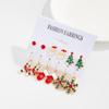 Christmas Reindeer & Santa Claus Stud Earring Set - Festive Cartoon Snowflake Bell Design for Women