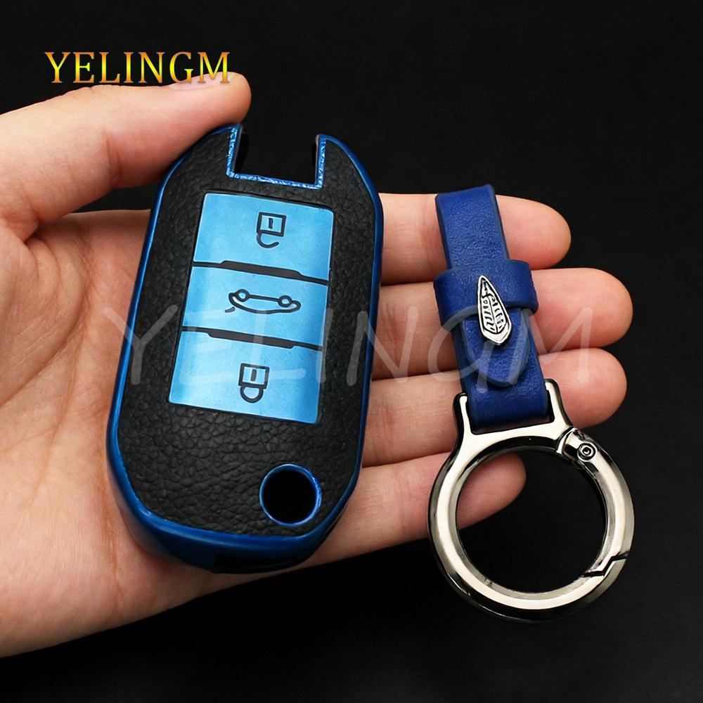 Car Key Case For Citroen C3 C5 Cactus Berlingo For Peugeot 3008 2008 208 508 408 308 T9 4008 5008 Keychain Car Accessories