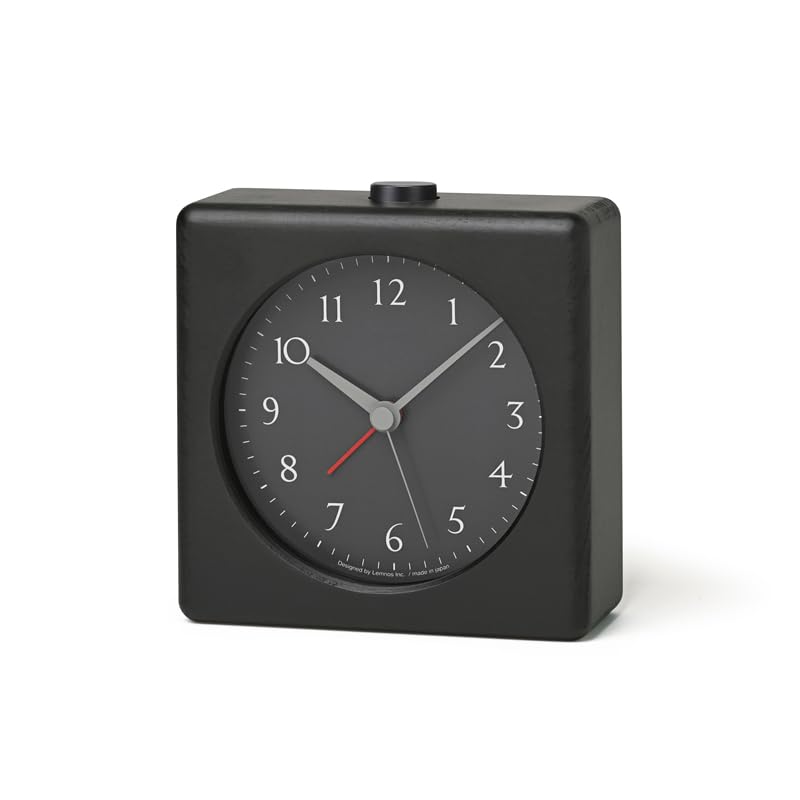 Lemnos Analog Alarm Clock, Natural Wood Grain, Black, Canon JH23-11 BK