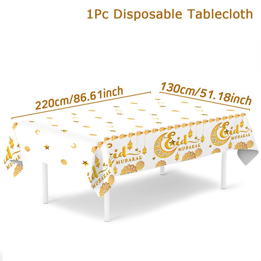 Eid Mubarak Tablecloths Ramadan Decoration for Home 2024 Islamic Muslim Ramadan Kareem Tableware Eid Al Adha Gift Party Decor