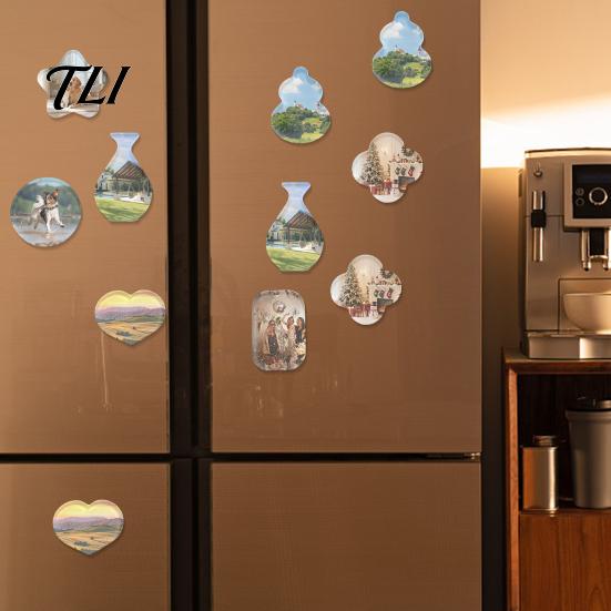 Office Locker Magnets 10Pcs DIY Fridge Magnet Kit, Clear Acrylic Magnetic Photo Frame Refrigerator Craft Supplies Set, Custom Picture