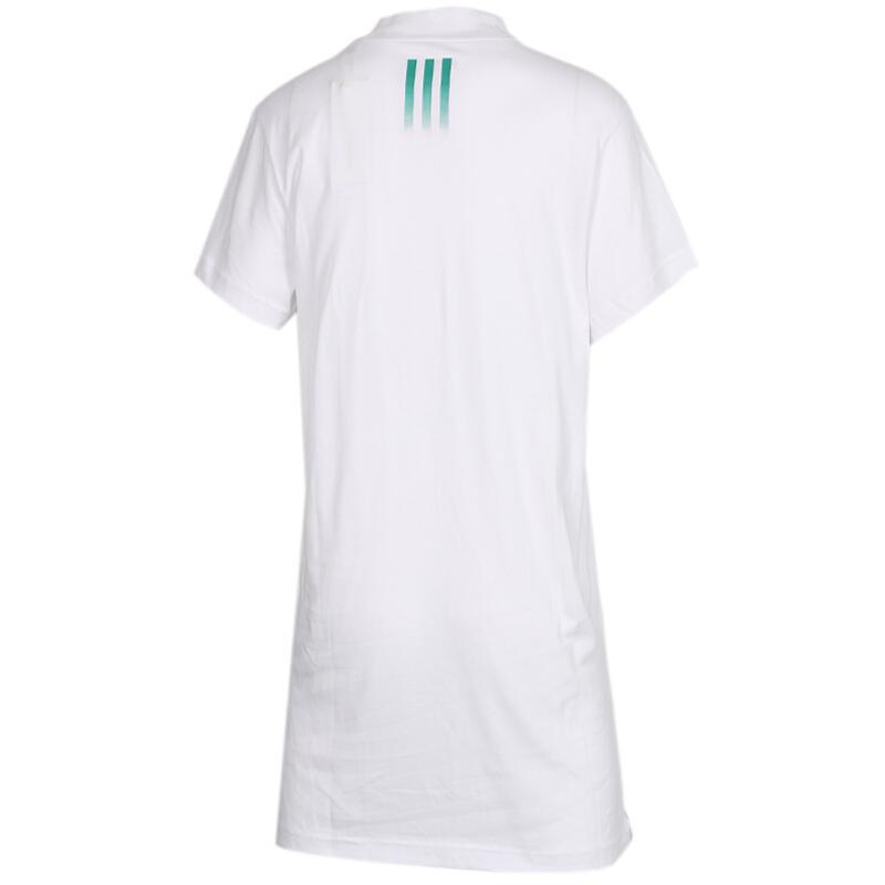 Adidas Neo Logo Solid Color Breathable Sports Casual Short Sleeve Dress Women Dresses White EJ7094
