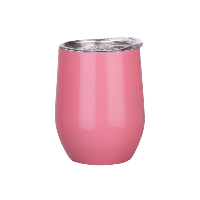 304 Stainless Steel Double-Layer Vacuum Insulated 12oz Egg-Shaped Cup, Portable U-Shaped Design with Heat Sublimation Spray.