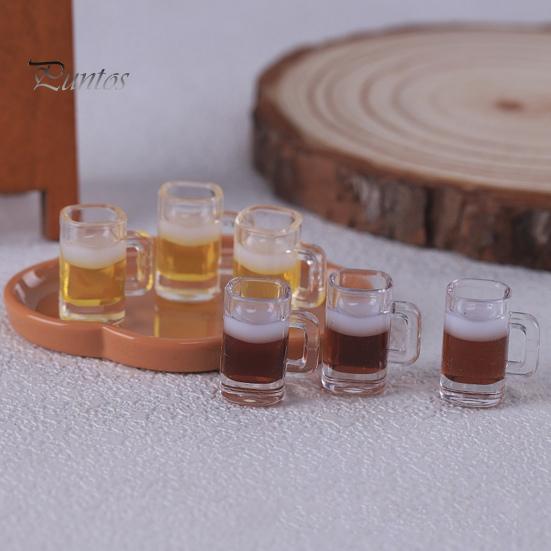 Doll House Wine Glass Decor 10 Pcs Mini Beer Mug Acrylic with Simulation Kitchen Countertop Miniature Model for Micro Landscape Glasses Set
