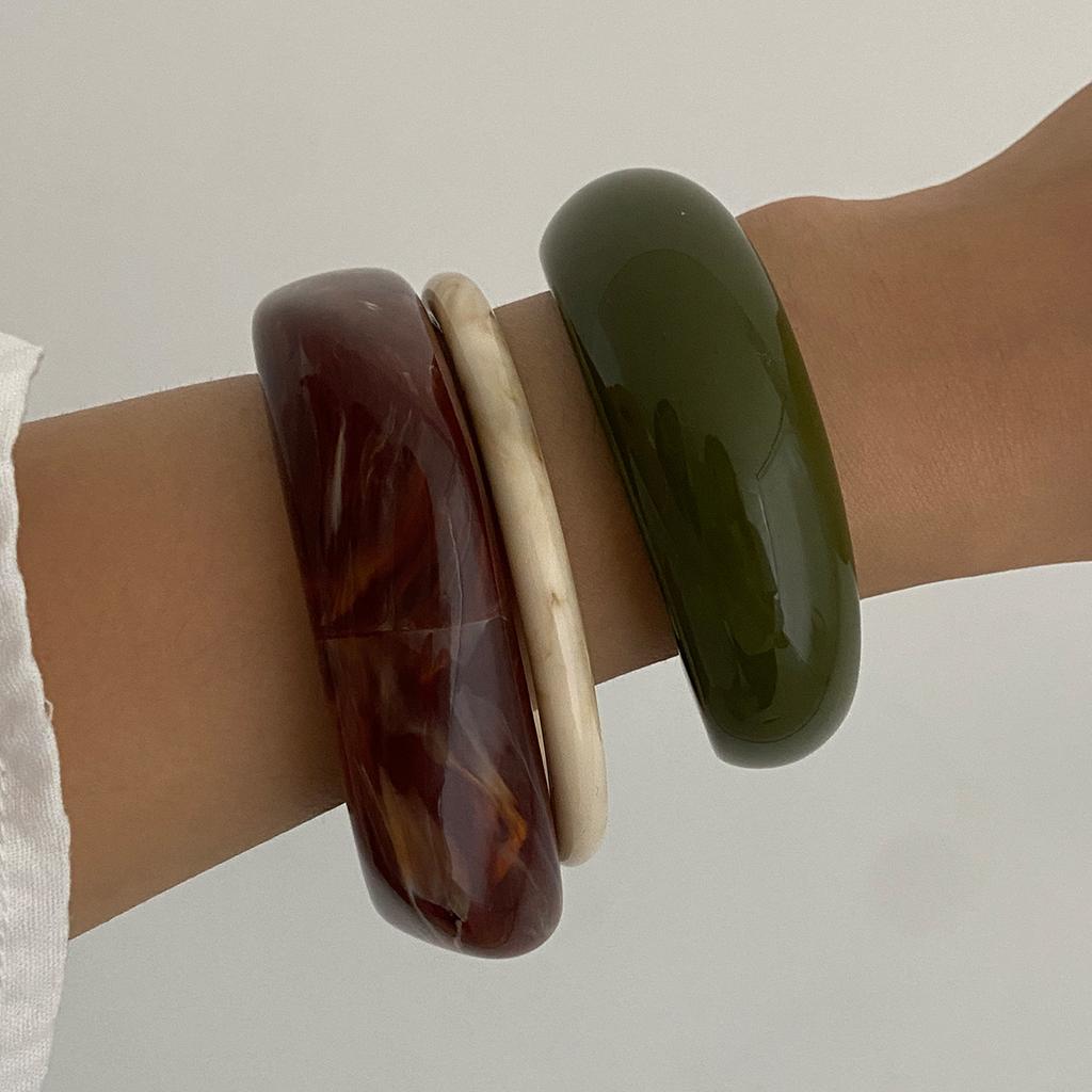 Irregular Resin Cuff Bangles Acrylic Vintage Korean Fashion Bracelets for Women Simple Elegant Pulseras Mujer