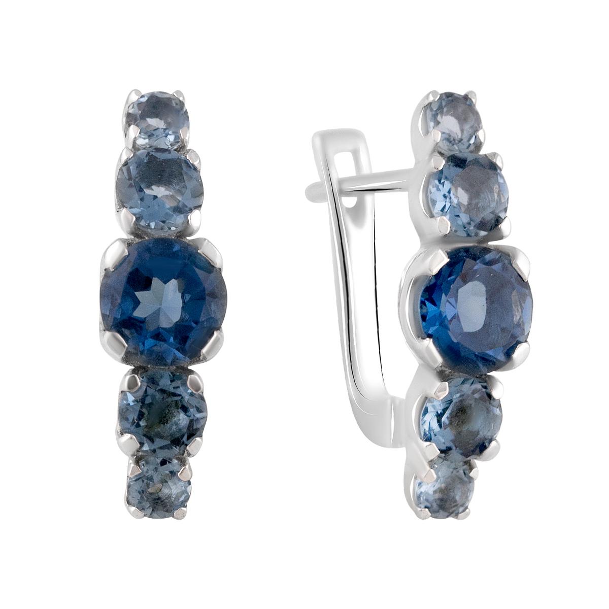 

Срібні сережки зі штучним танзанітом nano 2.848ct (2108474) синій