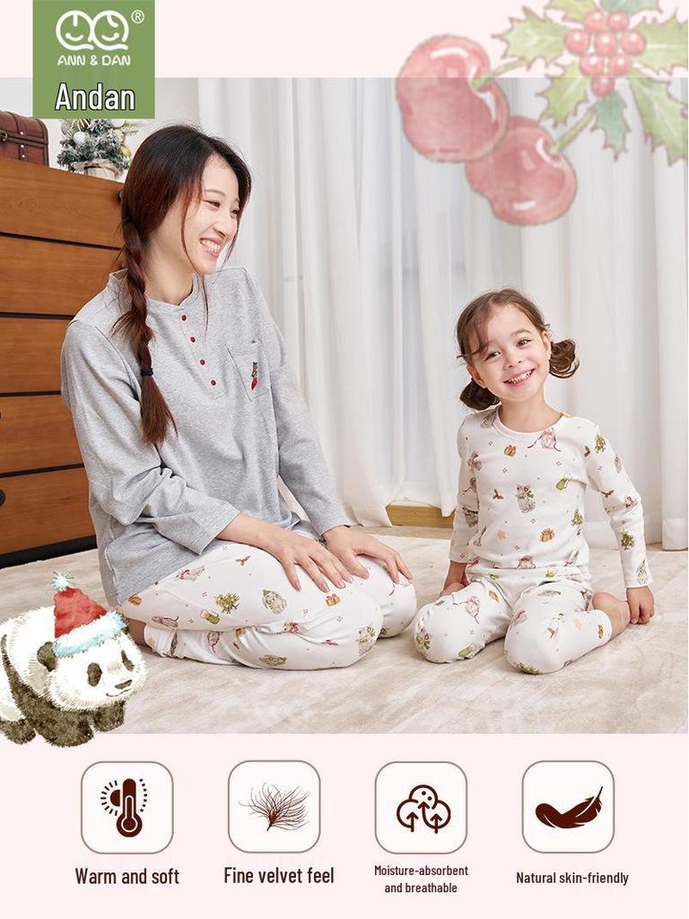 An Dan Christmas Edition Children's Cotton Long-Sleeve Autumn Pajamas Set for Women