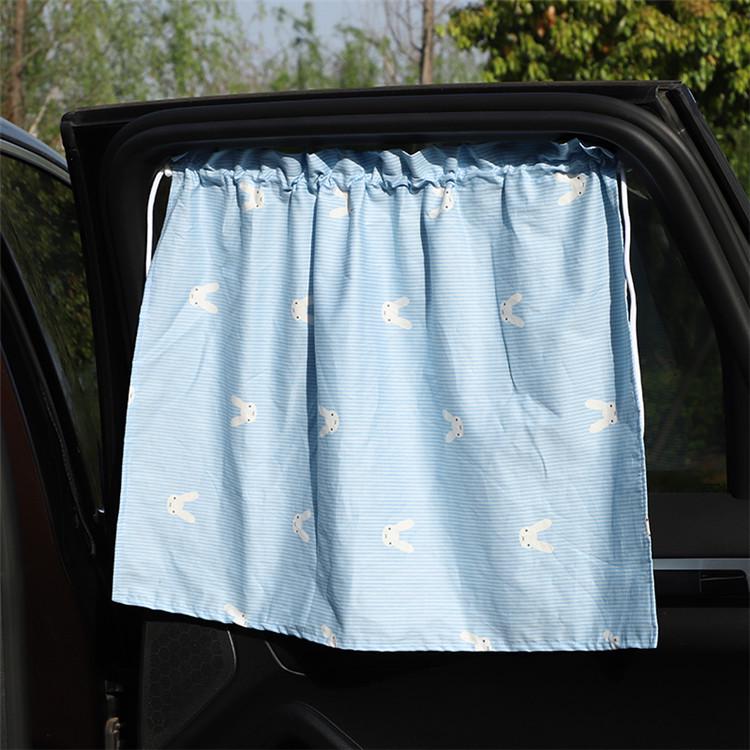 Summer Cartoon Cotton Car Sunshade Blackout Curtains with Suction Cups - Sun Protection and Heat Insulation.
