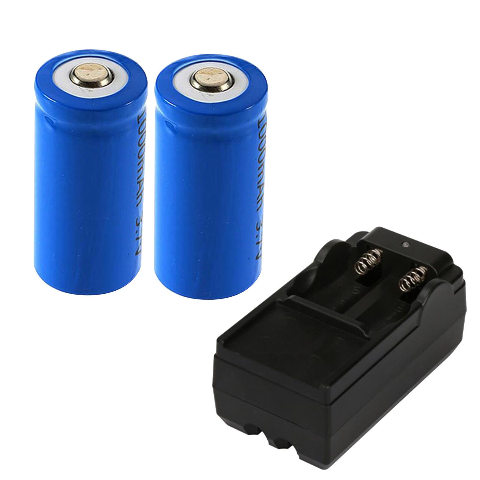 

(SU)Литий-ионная аккумуляторная батарея 2000 мАч 16340 для светодиодного фонарика + зарядное устройство CR123A