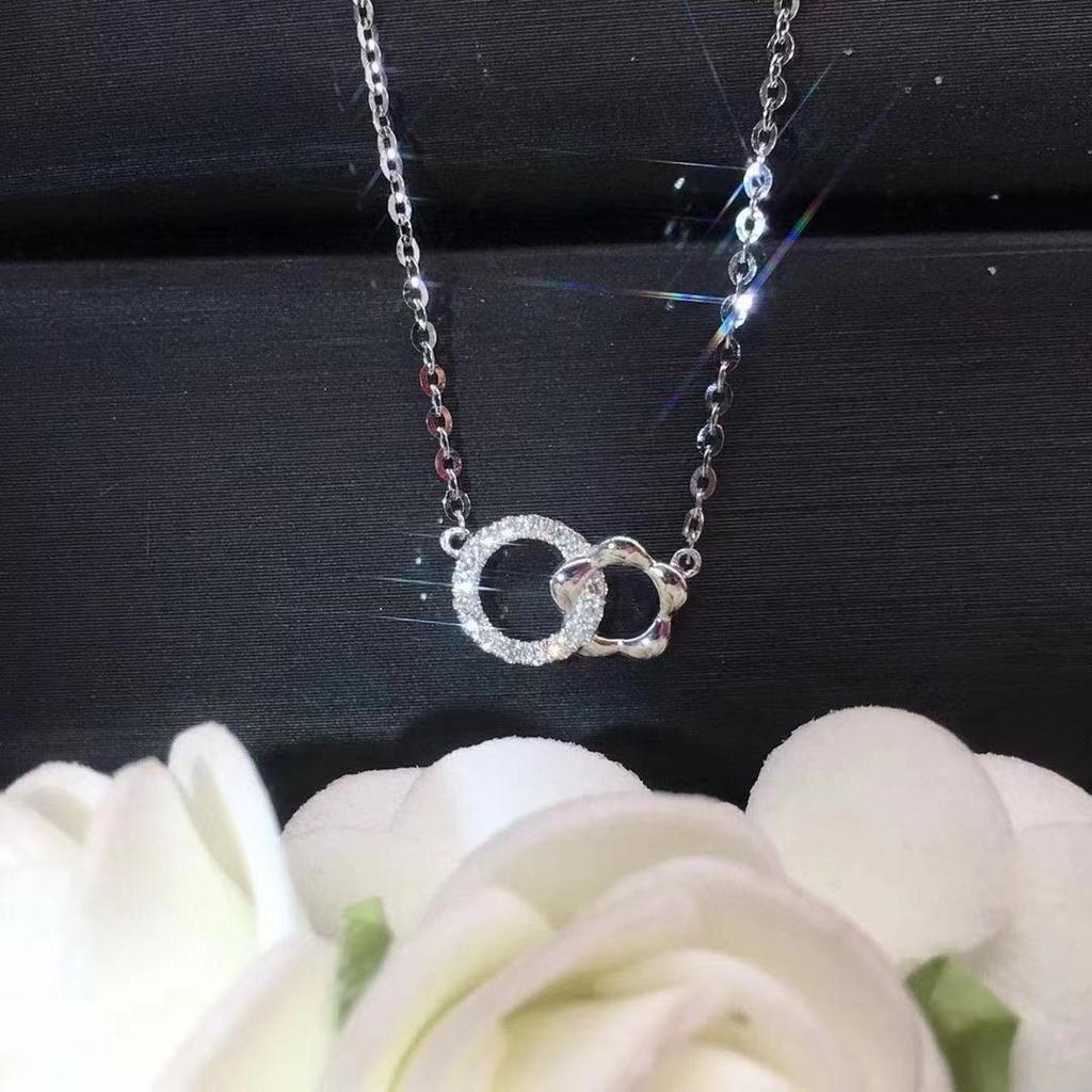 Niche Necklace for Women's Rose Gold Double Ring Collarbone Chain Cold and Fashionable Style Versatile Style