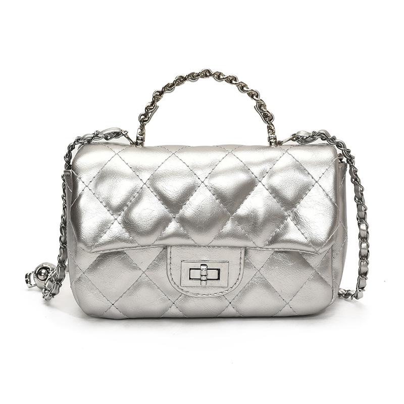 Korean version of trendy fashion hot sale Xiaoxiangfeng high sense portable small square bag versatile temperament diamond chain messenger bag