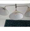 Raw Brass Pendant Light Mid Century Modern 3-Light Ceiling Pendant Fabric Shade