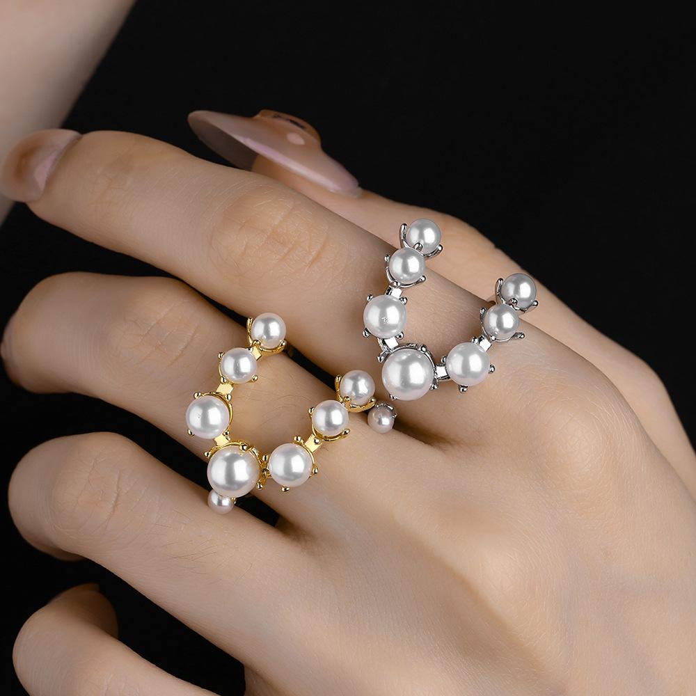 Open Mouth Ring for Women, Sweet and Fresh Double Layered Bracelet Ring with Movable Mouth Geometric Inlay