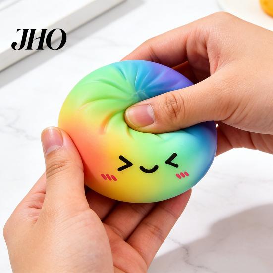 Cute Expression Stress Ball Colorful Steamed Bun Squeeze Toy Slow Rising Fidget for Slow-Rising Relief Soft Non-Sticky Decompression Gadget
