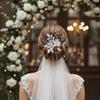 Bridal Wedding Hairpin White Flower Leaf Design Crystal U Pin For Elegant Hairstyles