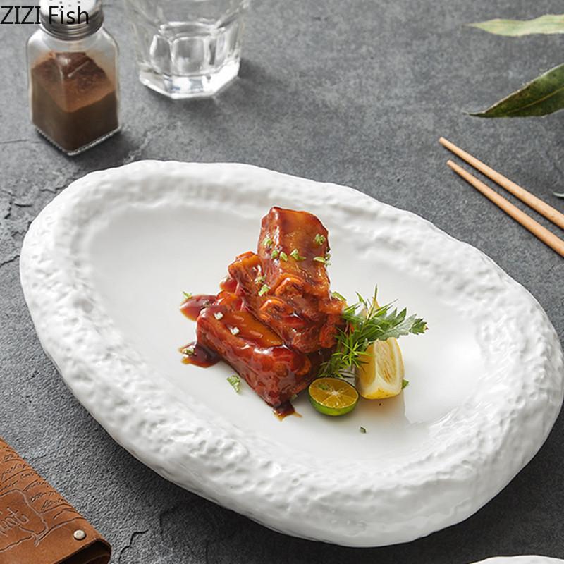 Hotel Restaurant Spezialität Molekulare Küche Steak Platte Kreative Weiß Keramik Mahlzeit Platte Dessert Platte Hause Weiß Geschirr