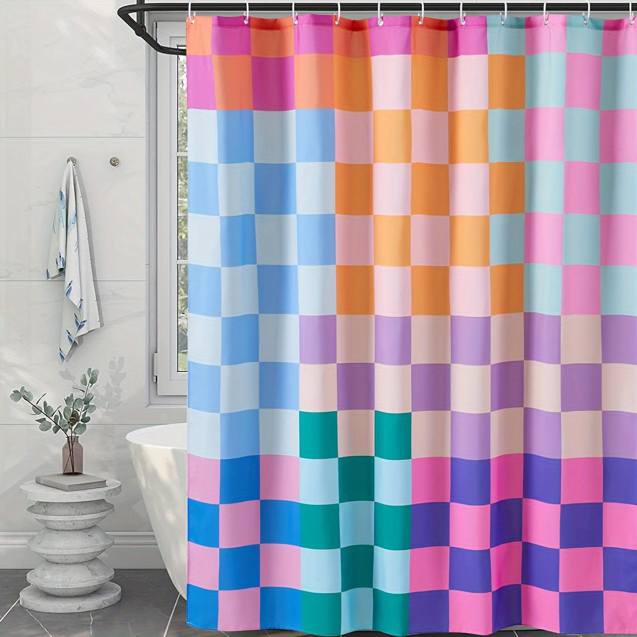 

One Piece Polyester Multicolor Plaid Vintage Fabric Shower Curtain For Bathroom, Modern Simple Funky Aesthetic Shower Curtain W60H190(CM)-1 Pcs