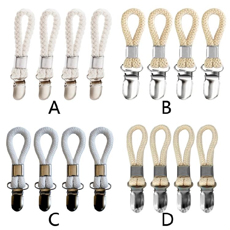 4Pcs Braided Cotton Loop Towel Clips Clothes Pegs Kitchen Bathroom Kitchen Towel