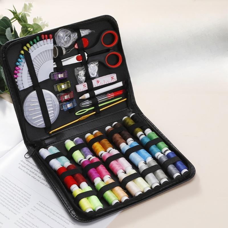 111 Pcs Portable Sewing Kit Household Mending Bag Sewing Tools Needle Thread Storage Box Home Repair Supply