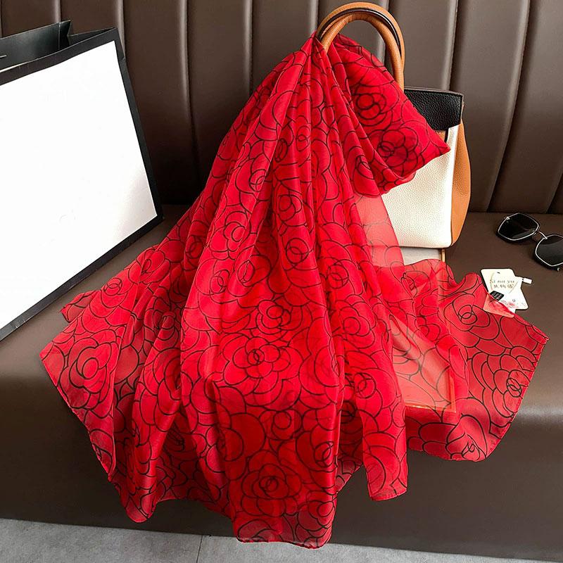 New  Silk Scarf Female Fashion Beach Pashmina Bufanda Folral Women Shawl Wraps Bandana Ladies Scarves Large Foulard Echarpe