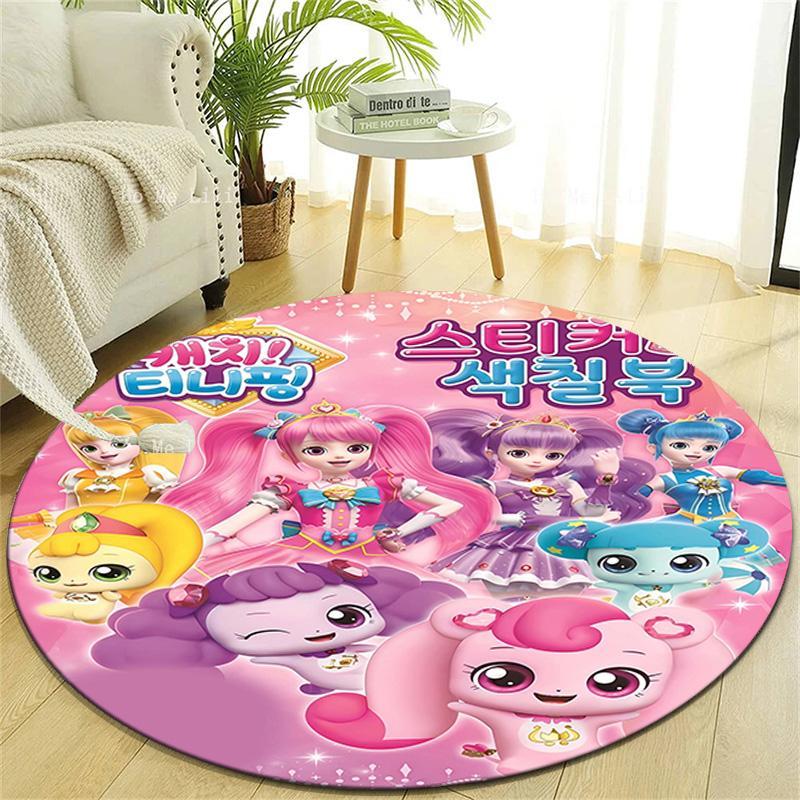 1pc Catch Teenieping Magic Sweethear (5) Design Printed Area Round Carpet for Bedroom Living Room Home Decor Rugs Mat Non Slip Mat Rug for Bedside