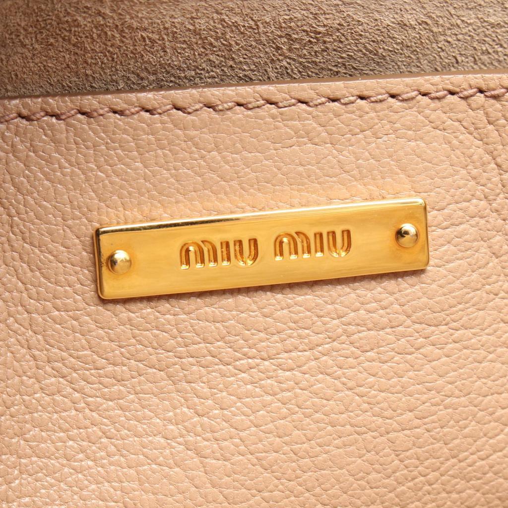 Used Miu Miu MADRAS 2WAY Handbag 5BA104 leather Beige Pink Used Women