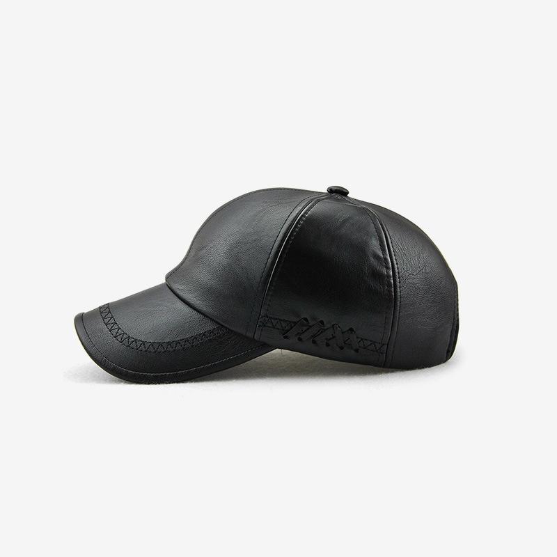 Black Warm Autumn Snapback Adjustable Men Cap Baseball Leather Winter Plain Color Solid Fashionable Trendy Caps Women Bone Masculino Mens Hats And