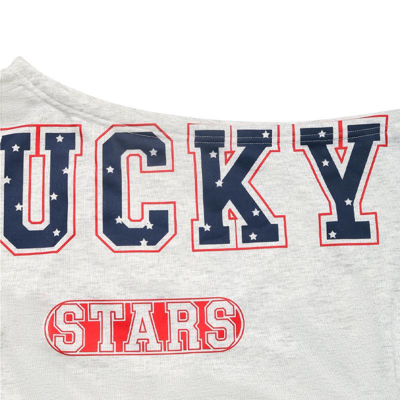 2026 Autumn European & American Retro Letter Print One-Shoulder Cropped Slim Hoodie for Women