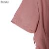 ZANZEA Women Casual Turn Down Collar Solid Color Loose Half Sleeve Long Dress