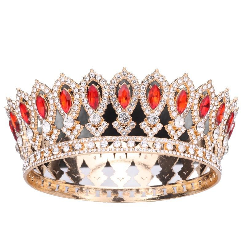 New Baroque Bridal Crown Round Multicolor Crown King Queen Birthday Party Alloy Hair Accessories