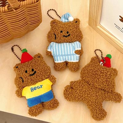 Cartoon Little Bear Plush Keychain Cute Soft Stuffed Doll Keyring Bag Pendant Lovely Hanging Decoration For Girl Gifts