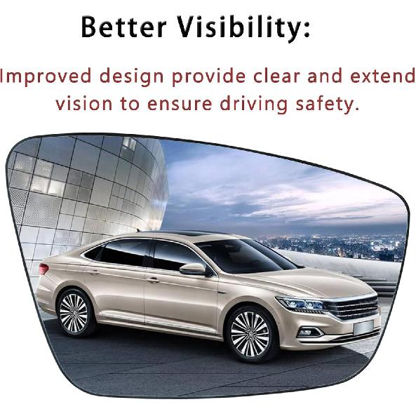 Passenger Side Mirror Lower Glass Replacement For 2011 2012 2013 2014 2015 2016 2017 2018 Volkswagen VW Passat Jetta Beetle - For Volkswagen VW